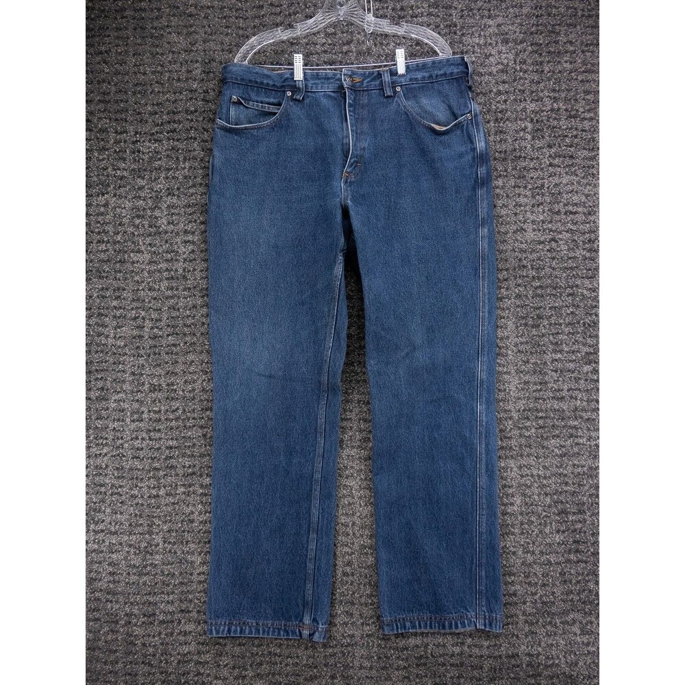 Duluth Trading Jeans Mens 38x34 Actual 38x33 Blue Straight Cotton Denim Casual